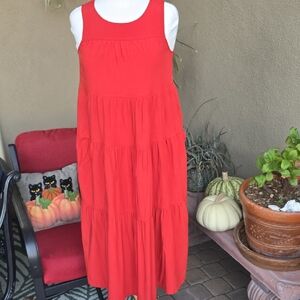 Max Studio Red Tiered Maxi Dress